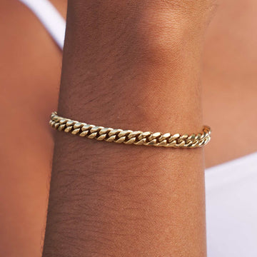Pulsera cubana de Miami de oro amarillo - 5 mm