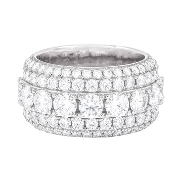 Moissanite 5 Layer Diamond Band Ring in Sterling Silver