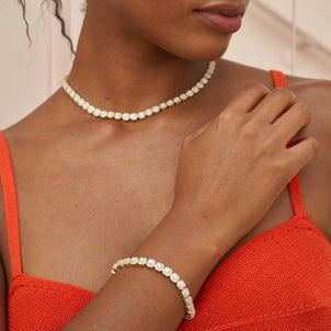 Micro Clustered Tennis Necklace + Bracelet Bundle in Yellow Gold
