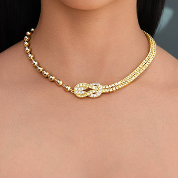 Iced Canary Locked Ball Tennis Chain Necklace in Yellow Gold - 6mm