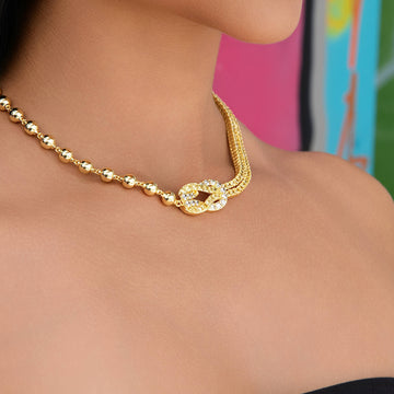 Iced Canary Locked Ball Tennis Chain Necklace in Yellow Gold - 6mm