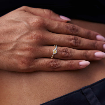 Iced Canary Oval Ring in Yellow Gold Vermeil - 3mm