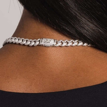 Iced Cuban Necklace in White Gold - 8.5mm - The GLD Shop