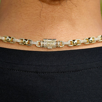 Collar de cadena de bolas liso helado en oro amarillo - 6mm