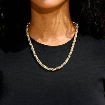 Iced Plain Ball Chain Necklace in Yellow Gold - 6mm