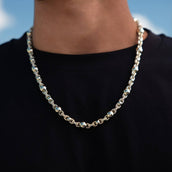 Collar Cadena de Bolitas Liso con Diamantes en Oro Amarillo