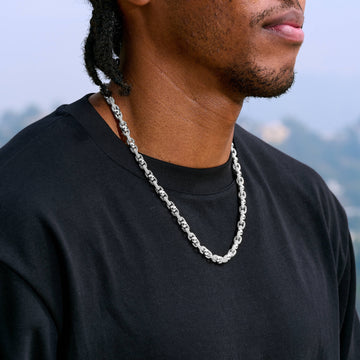 Iced Plain Ball Chain Necklace in White Gold - 6mm