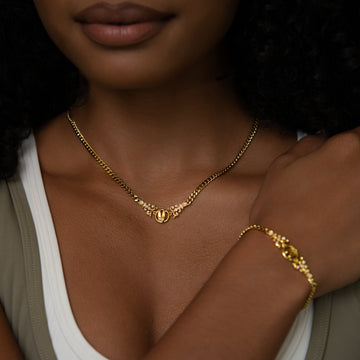 Iced Pilates Slipper Bracelet + Necklace in Yellow Gold Bundle