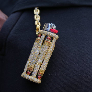 Encendedor It's Lit con funda y clip, color oro amarillo