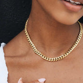 Collar de eslabones cubanos Miami de oro amarillo - 8 mm