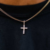 Micro Diamond Cross Pendant in Yellow Gold
