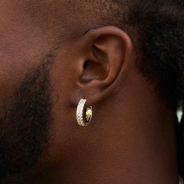 Double Row Hoop Earrings in Yellow Gold