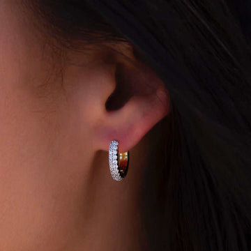 Micro Double Row Hoop Earrings in Yellow Gold