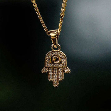 Colgante Micro Hamsa Oro Sólido-Diamantes VS