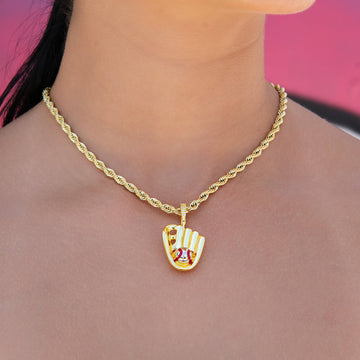 Micro Simple Baseball Glove Pendant in Yellow Gold