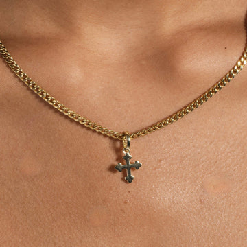 Micro Simple Celtic Cross Pendant in Yellow Gold