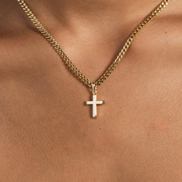 Micro Simple Cross Pendant in Yellow Gold