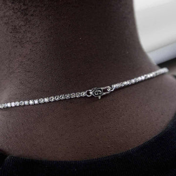 Micro Tennis Necklace in White Gold - The GLD Shop