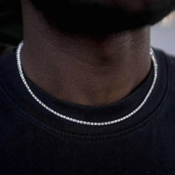 Micro Tennis Necklace in White Gold - The GLD Shop