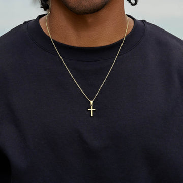 Micro Twisted Rope Cross Pendant in Yellow Gold