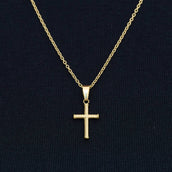 Colgante de cruz de cuerda retorcida micro en oro amarillo