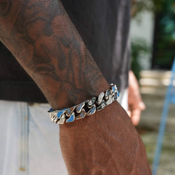 LA Dodgers Official MLB Stealth Cuban Bracelet in White Gold