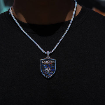 San Jose Earthquakes Official MLS Logo Pendant in White Gold