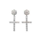 Pendiente de cruz con incrustaciones de diamante moissanita para mujer en vermeil de oro blanco