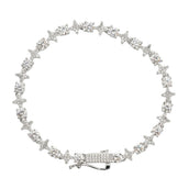 Pulsera de tenis de moissanita con piedra redonda y estrella para hombre en vermeil de oro blanco - 6 mm