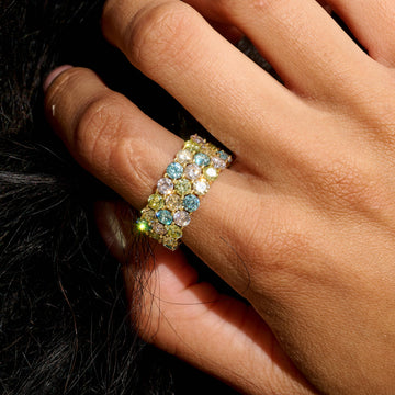 Anillo Eternidad Apilable Multicolor en Vermeil de Oro Amarillo