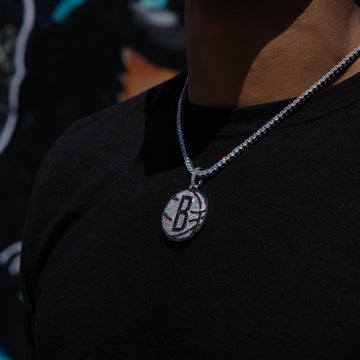 Brooklyn Nets Official NBA Primary Logo Pendant in White Gold