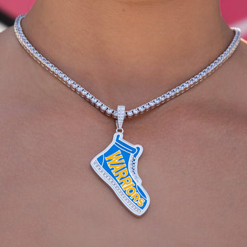 Golden State Warriors Official NBA Sneaker Pendant in White Gold