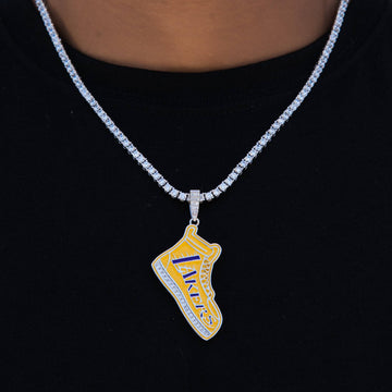 Los Angeles Lakers Official NBA Sneaker Pendant in White Gold