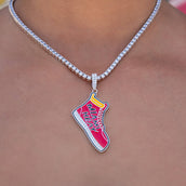 Miami Heat Official NBA Sneaker Pendant in White Gold