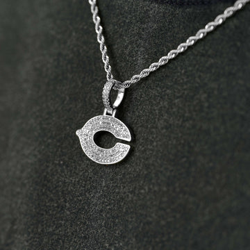 Chicago Bears Official NFL Micro Logo Pendant in White Gold