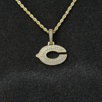 Colgante oficial de los Chicago Bears de la NFL con micrologo en oro amarillo