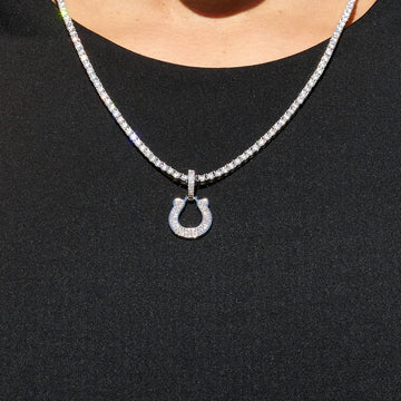 Colgante oficial NFL Micro Logo Indianapolis Colts en oro blanco
