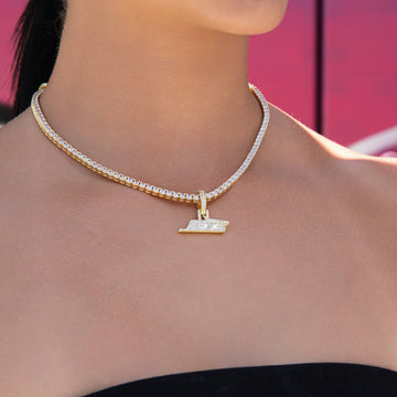 Micro New York Jets Official NFL Logo Pendant in Yellow Gold