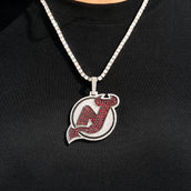 New Jersey Devils Official NHL Logo Pendant in White Gold
