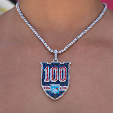 New York Rangers Official NHL Centennial Logo Pendant in White Gold