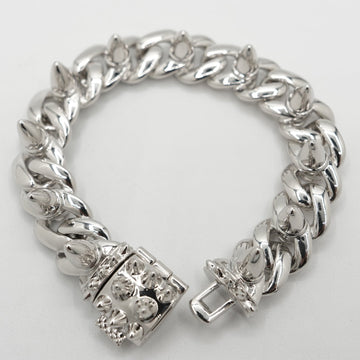 Pulsera de cadena con eslabones de remache y punta en oro blanco
