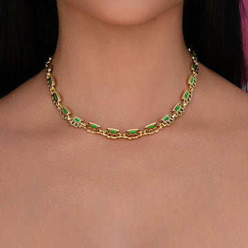 Collar Micro Link con Puño Americano en Oro Amarillo