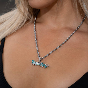 Rick & Morty Official Warner Bros. Pendant in White Gold
