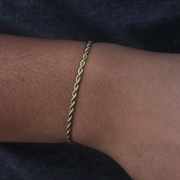 Rope Bracelet in Yellow Gold (Adjustable)- 2mm