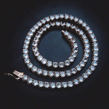 Round Cut Tennis Necklace in Rose Gold - 5mm - The GLD Shop