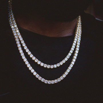Round Cut Tennis Necklace in Yellow Gold - 5mm - The GLD Shop