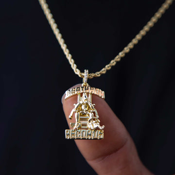 Colgante Micro Death Row de Oro Macizo-Diamantes Si