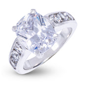 Anillo de compromiso con diamante de laboratorio grueso de talla cojín alargada en platino