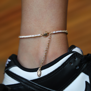 Tobillera de tenis de diamantes en oro amarillo - 2mm