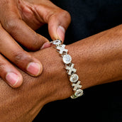 Pulsera Cadena de Tenis XOXO Helada en Oro Blanco